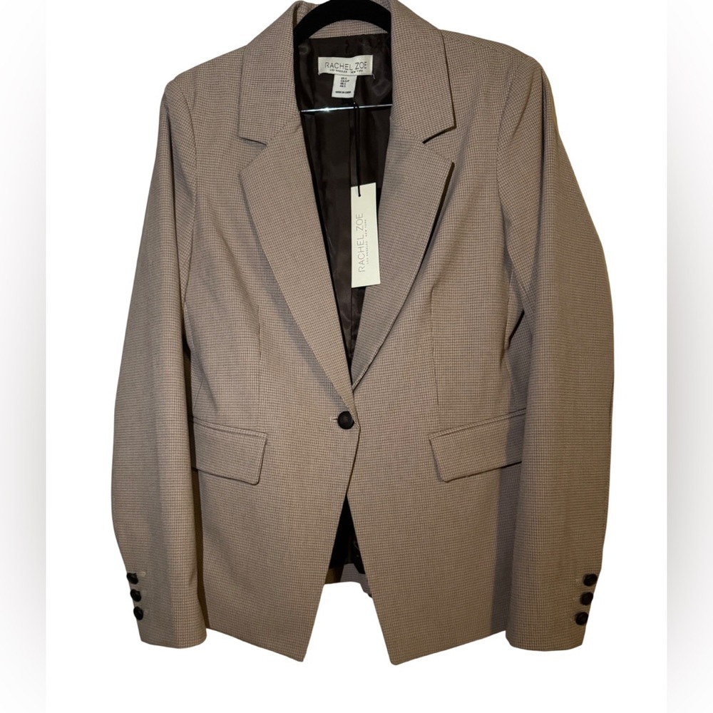 Rachel Zoe Checkered Women’s Blazer in Brown, Small 
NWT